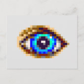 8-Bit Pixel Art Blue eye zeichnend Postkarte (Vorderseite)