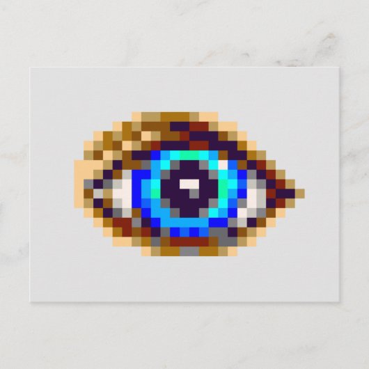 8-Bit Pixel Art Blue eye zeichnend Postkarte (Vorderseite)
