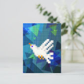 8-Bit-Pixel-Art White-Dove-Vogel fliegen Postkarte (Stehend Vorderseite)
