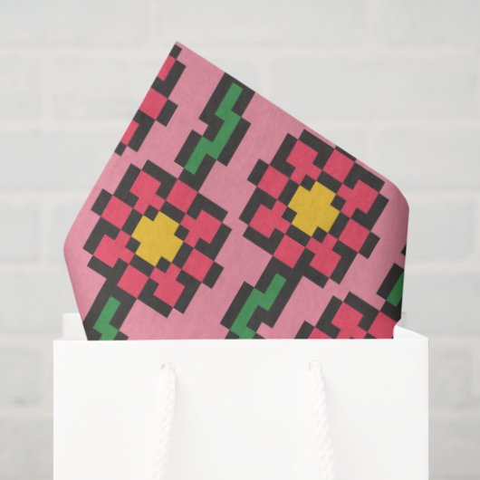 8-Bit-Pixel-Blumenmuster Seidenpapier (Geschenktüte)