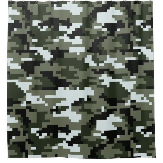 8 Bit Pixel Digital Urban Camouflage / Camouflage Duschvorhang (Vorderseite)