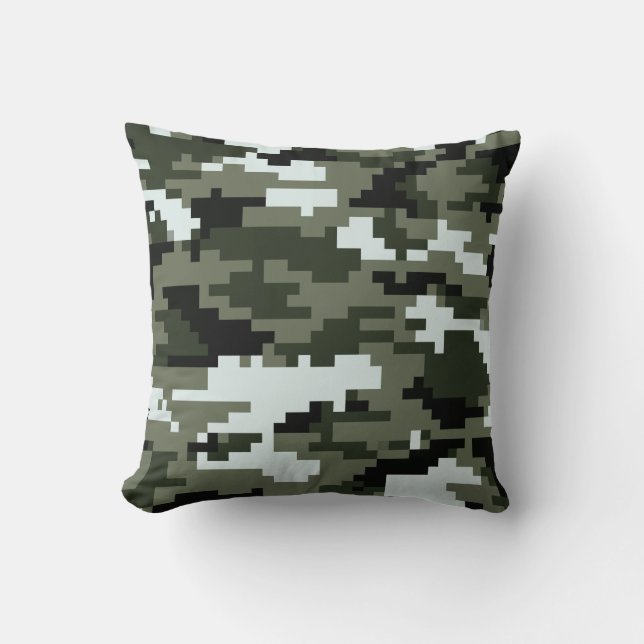 8 Bit Pixel Digital Urban Camouflage / Camouflage Kissen (Vorderseite)