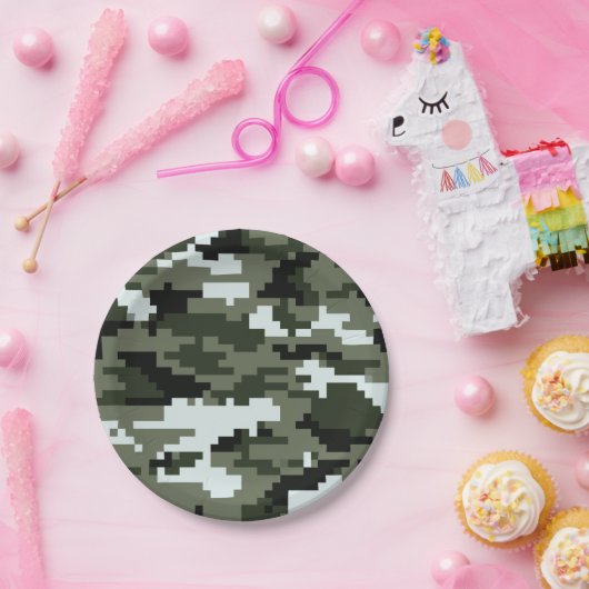 8 Bit Pixel Digital Urban Camouflage / Camouflage Pappteller (Party)