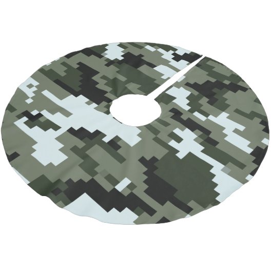 8 Bit Pixel Digital Urban Camouflage / Camouflage Polyester Weihnachtsbaumdecke (Schrägansicht)