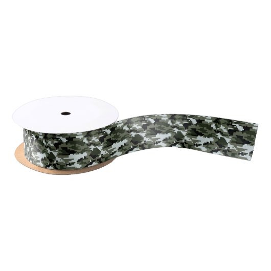 8 Bit Pixel Digital Urban Camouflage / Camouflage Satinband (Spule)