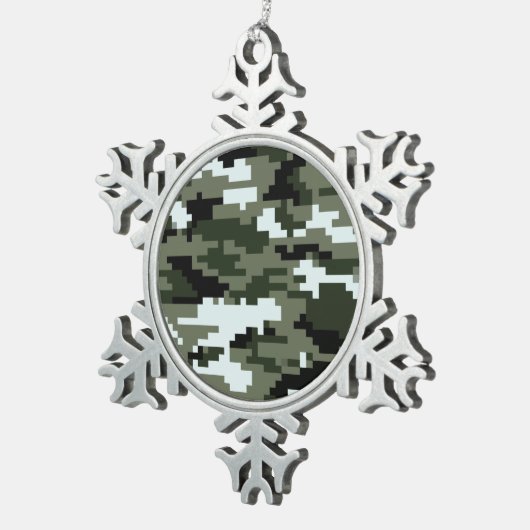 8 Bit Pixel Digital Urban Camouflage / Camouflage Schneeflocken Zinn-Ornament (Rechts)