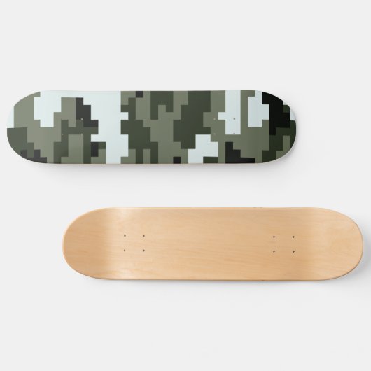 8 Bit Pixel Digital Urban Camouflage / Camouflage Skateboard (Horizontal)