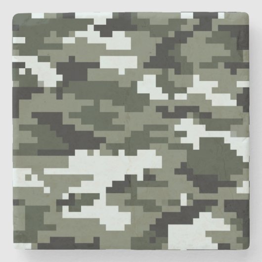 8 Bit Pixel Digital Urban Camouflage / Camouflage Steinuntersetzer (Vorderseite)