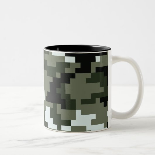 8 Bit Pixel Digital Urban Camouflage / Camouflage Zweifarbige Tasse (Rechts)
