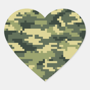 8 Bit-Pixel-Digital-Waldtarnung/-Camouflage Herz-Aufkleber