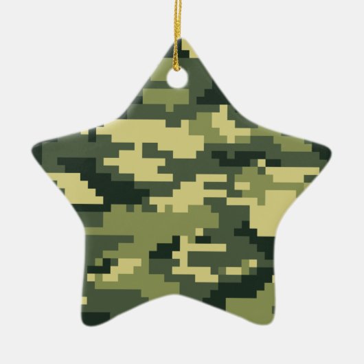 8 Bit-Pixel-Digital-Waldtarnung/-Camouflage Keramik Ornament (Vorne)