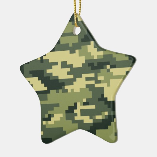 8 Bit-Pixel-Digital-Waldtarnung/-Camouflage Keramik Ornament (Links)