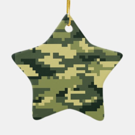 8 Bit-Pixel-Digital-Waldtarnung/-Camouflage Keramik Ornament (Hinten)