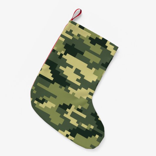 8 Bit-Pixel-Digital-Waldtarnung/-Camouflage Kleiner Weihnachtsstrumpf (Vorderansicht (hängend))