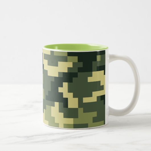 8 Bit-Pixel-Digital-Waldtarnung/-Camouflage Zweifarbige Tasse (Rechts)