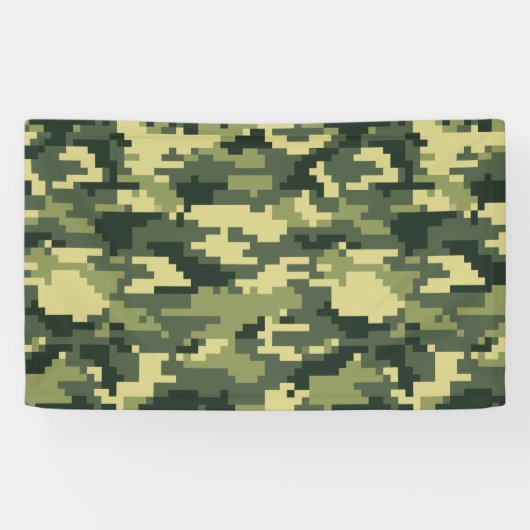 8 Bit Pixel Digital Woodland Camouflage / Camoufla Banner (Horizontal)