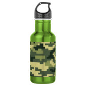 8 Bit Pixel Digital Woodland Camouflage / Camoufla Edelstahlflasche (Vorderseite)