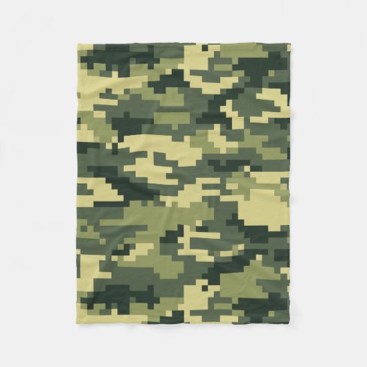 8 Bit Pixel Digital Woodland Camouflage / Camoufla Fleecedecke (Vorderseite)