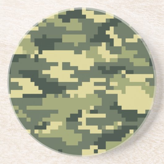 8 Bit Pixel Digital Woodland Camouflage / Camoufla Getränkeuntersetzer (Vorne)