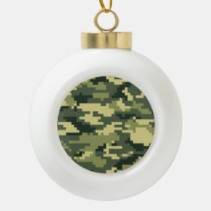 8 Bit Pixel Digital Woodland Camouflage / Camoufla Keramik Kugel-Ornament