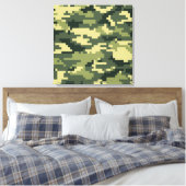 8 Bit Pixel Digital Woodland Camouflage / Camoufla Leinwanddruck (Insitu (Schlafzimmer))