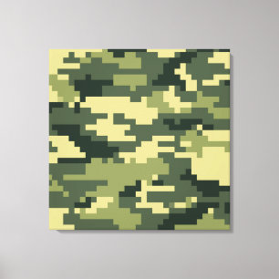 8 Bit Pixel Digital Woodland Camouflage / Camoufla Leinwanddruck