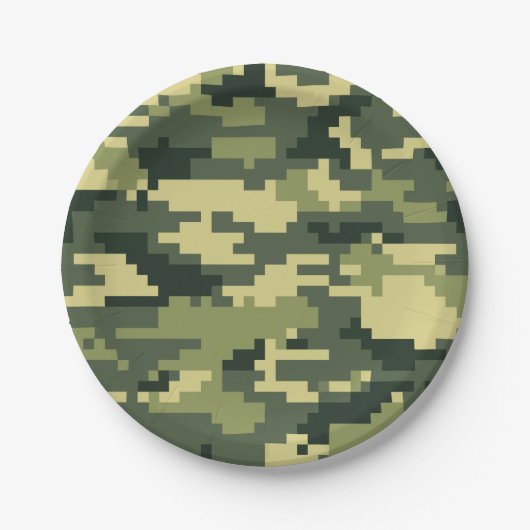 8 Bit Pixel Digital Woodland Camouflage / Camoufla Pappteller (Vorderseite)