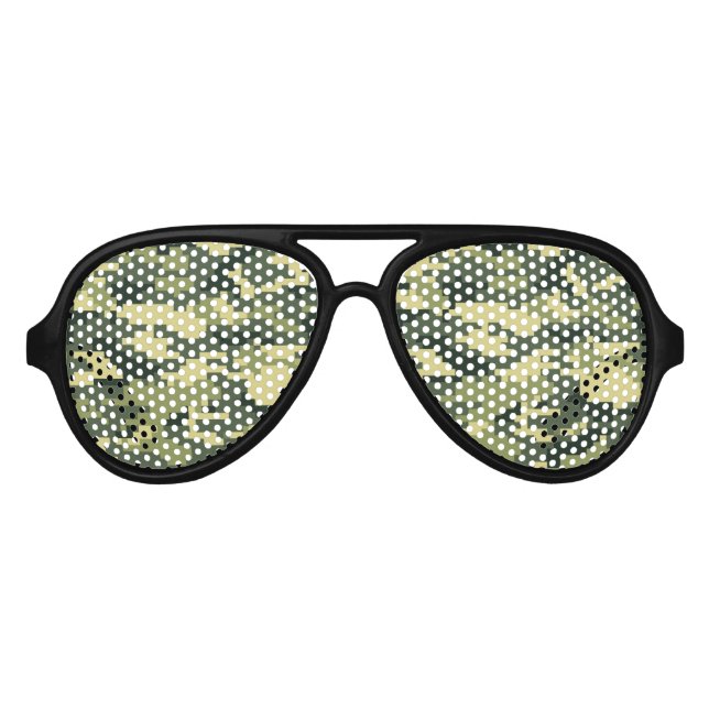 8 Bit Pixel Digital Woodland Camouflage / Camoufla Partybrille (Vorderseite)