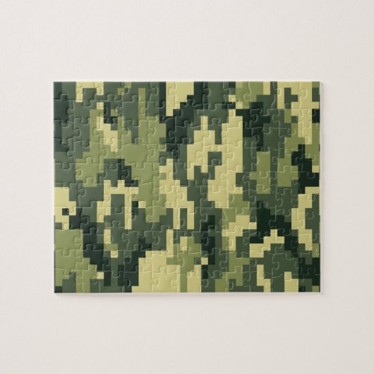 8 Bit Pixel Digital Woodland Camouflage / Camoufla Puzzle (Horizontal)