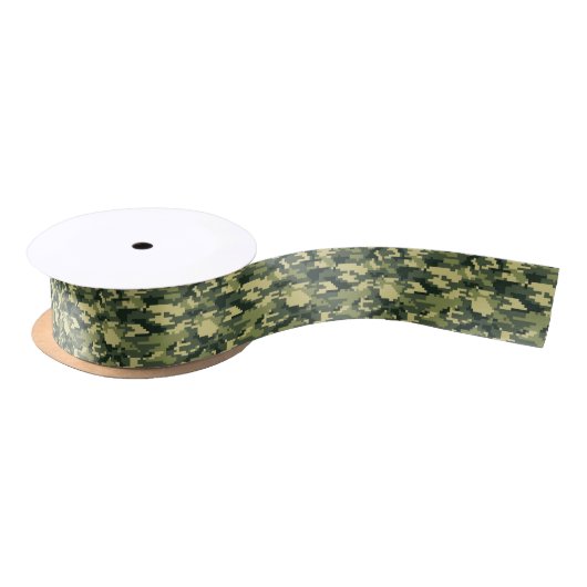 8 Bit Pixel Digital Woodland Camouflage / Camoufla Satinband (Spule)