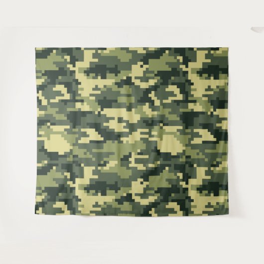 8 Bit Pixel Digital Woodland Camouflage / Camoufla Wandteppich (Vorderseite (Horizontal))