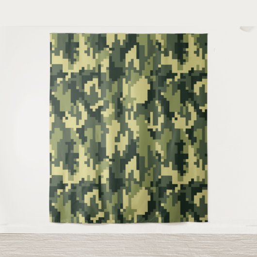 8 Bit Pixel Digital Woodland Camouflage / Camoufla Wandteppich (Vorderseite)