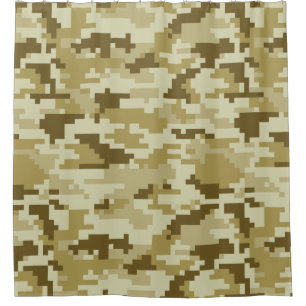 8 Bit Pixel Digital Wüsten Tarnmuster / Camo Duschvorhang
