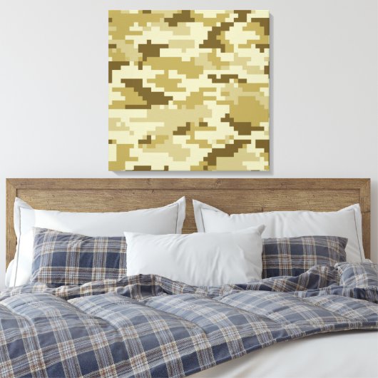 8 Bit Pixel digitale Wüste Camouflage / Camouflage Leinwanddruck (Insitu (Schlafzimmer))