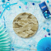 8 Bit Pixel digitale Wüste Camouflage / Camouflage Pappteller (Party)