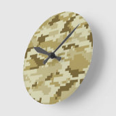 8 Bit Pixel digitale Wüste Camouflage / Camouflage Runde Wanduhr (Winkel)