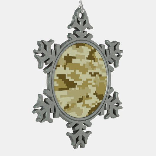 8 Bit Pixel digitale Wüste Camouflage / Camouflage Schneeflocken Zinn-Ornament (Links)