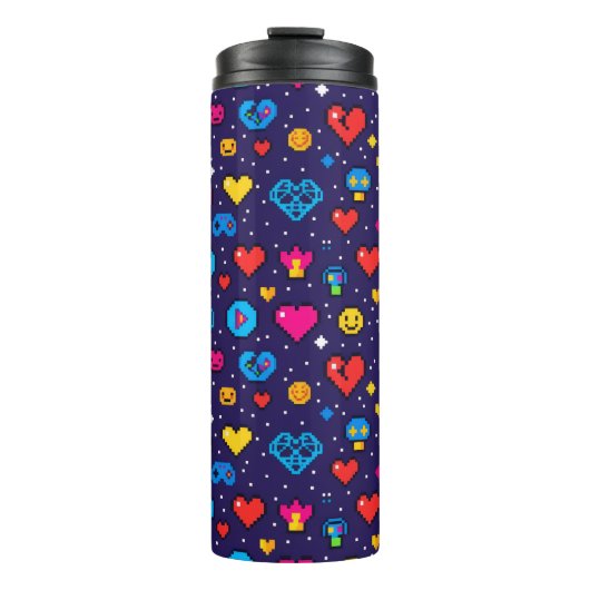 8-Bit Pixel Gaming Insulated Travel Tumbler Thermosbecher (Vorderseite)