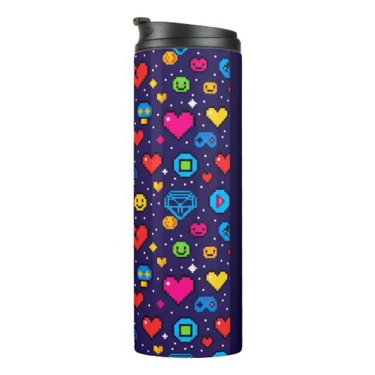 8-Bit Pixel Gaming Insulated Travel Tumbler Thermosbecher (Nach rechts gedreht)