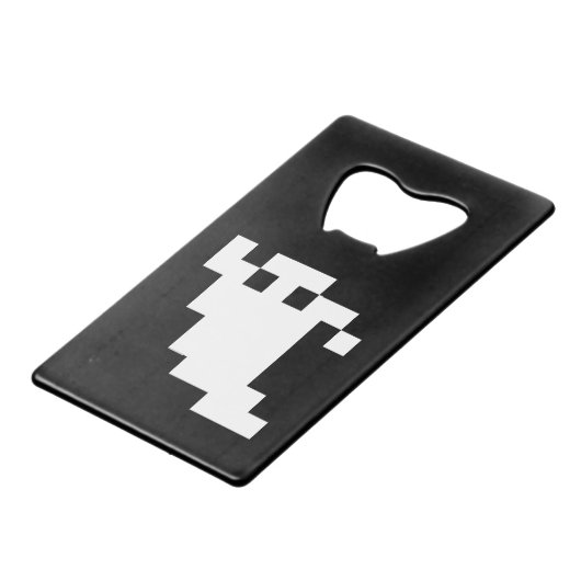 8-Bit-Pixel-Geist Kreditkartenflaschenöffner (Vorderseite Schrägansicht)