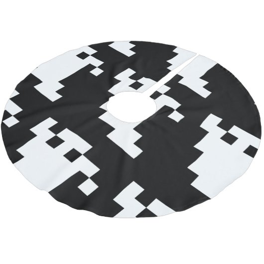 8-Bit-Pixel-Geist Polyester Weihnachtsbaumdecke (Schrägansicht)