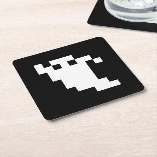 8-Bit-Pixel-Geist Rechteckiger Pappuntersetzer (angewinkelt)