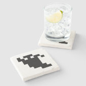 8 Bit Pixel Geist Schatten Steinuntersetzer (Seitenansicht)