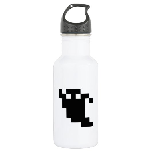 8 Bit Pixel-Geister Schatten Edelstahlflasche (Vorderseite)