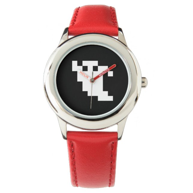 8 Bit Pixel Ghost Armbanduhr (Vorderseite)