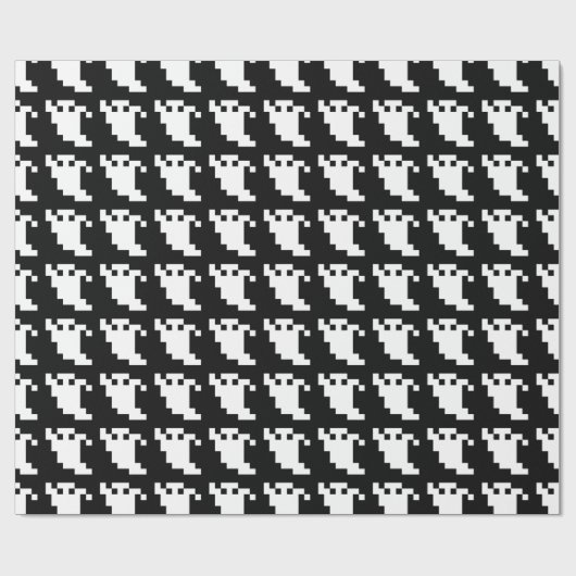 8 Bit Pixel Ghost Geschenkpapier (Flach)