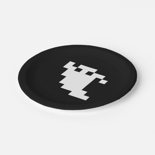 8 Bit Pixel Ghost Pappteller (Schrägansicht)