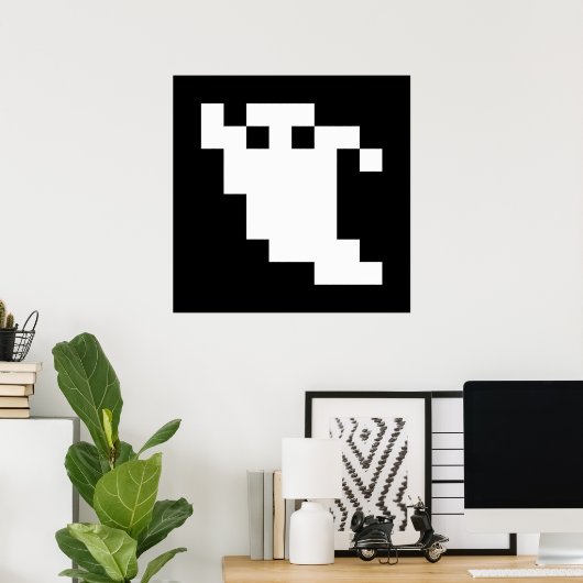 8 Bit Pixel Ghost Poster (Heimbüro)