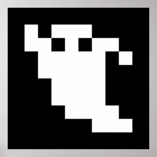8 Bit Pixel Ghost Poster