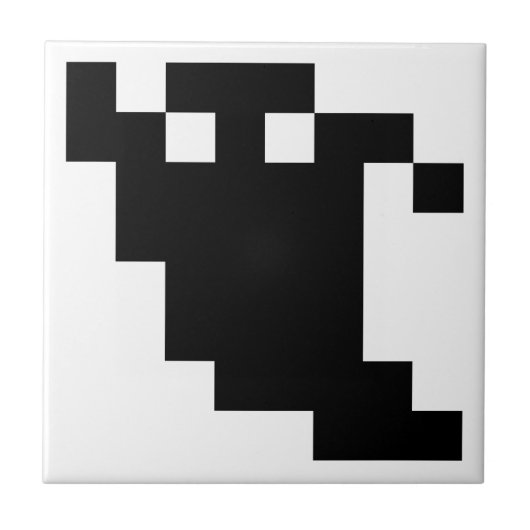 8 Bit Pixel Ghost Shadow Fliese (Vorderseite)